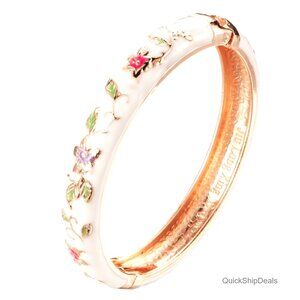 Vintage Hinged Bangle Bracelet Alloy Enamel Spring Clasp 2.4 Inch Diameter